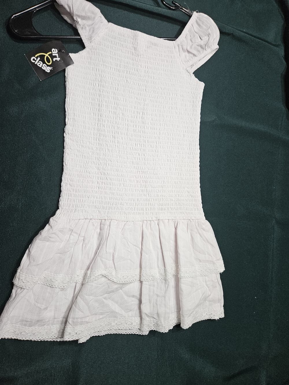 Art class Girls' White Smocked Ruffle Dress. Size Medium 8